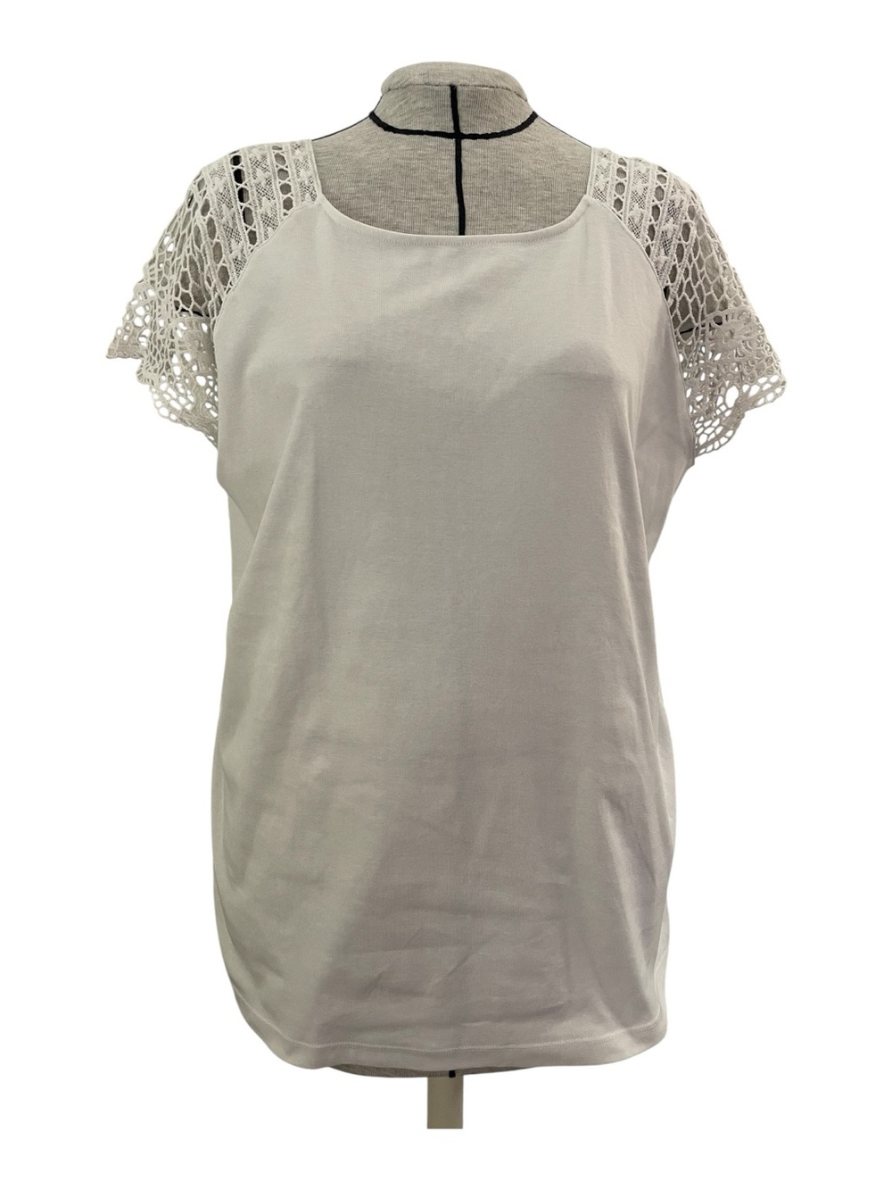 Ralph Lauren White Crochet Cap Sleeve Tee